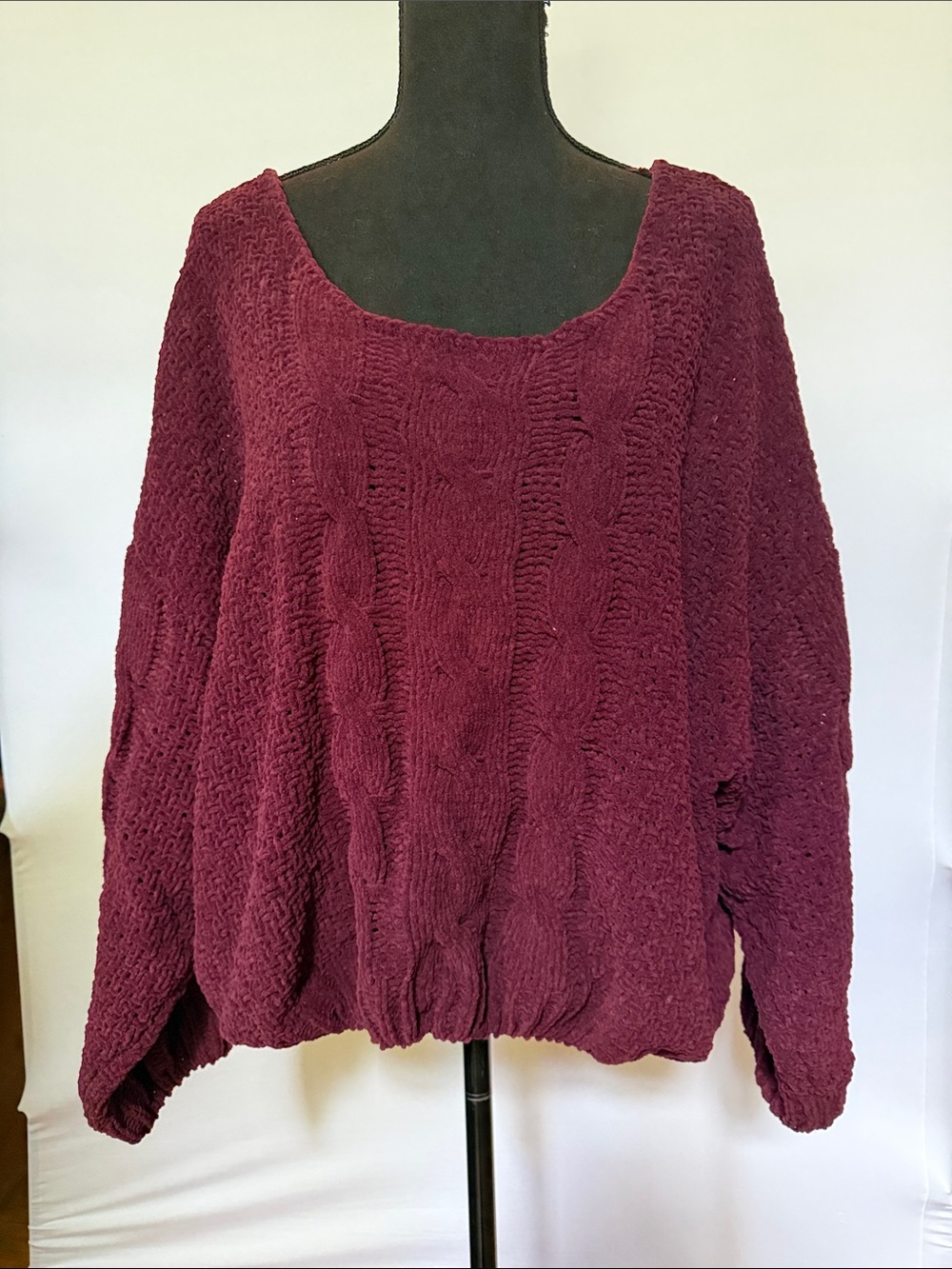 Maroon chunky cable sweater